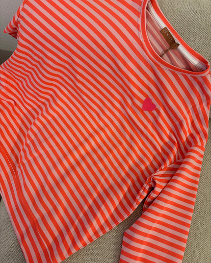 Pullover Sweater gestreift mit gesticktem Herz