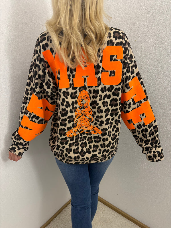 Sweater Namaste Sweatshirt Pullover Leo Braun Orange