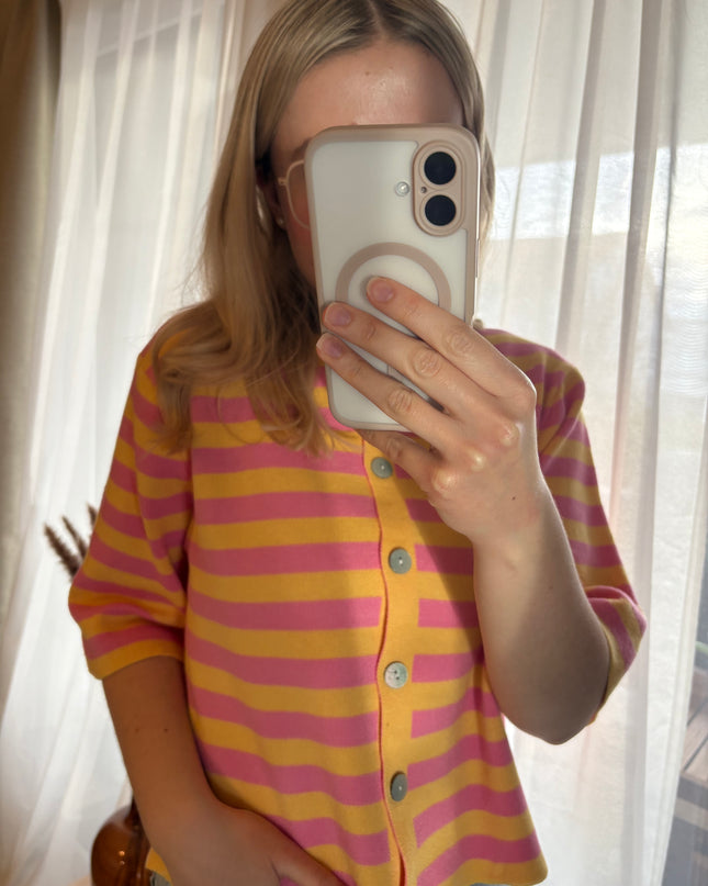 Kurzarm Streifen Strickjacke Mehrfachauswahl