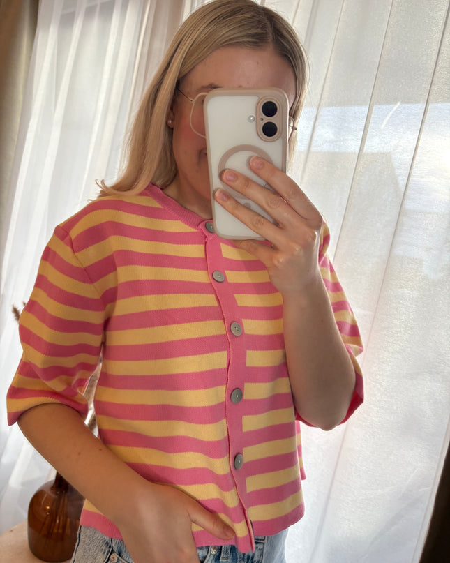 Kurzarm Streifen Strickjacke Mehrfachauswahl