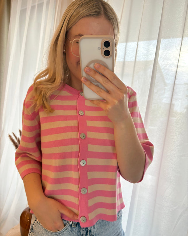 Kurzarm Streifen Strickjacke Mehrfachauswahl