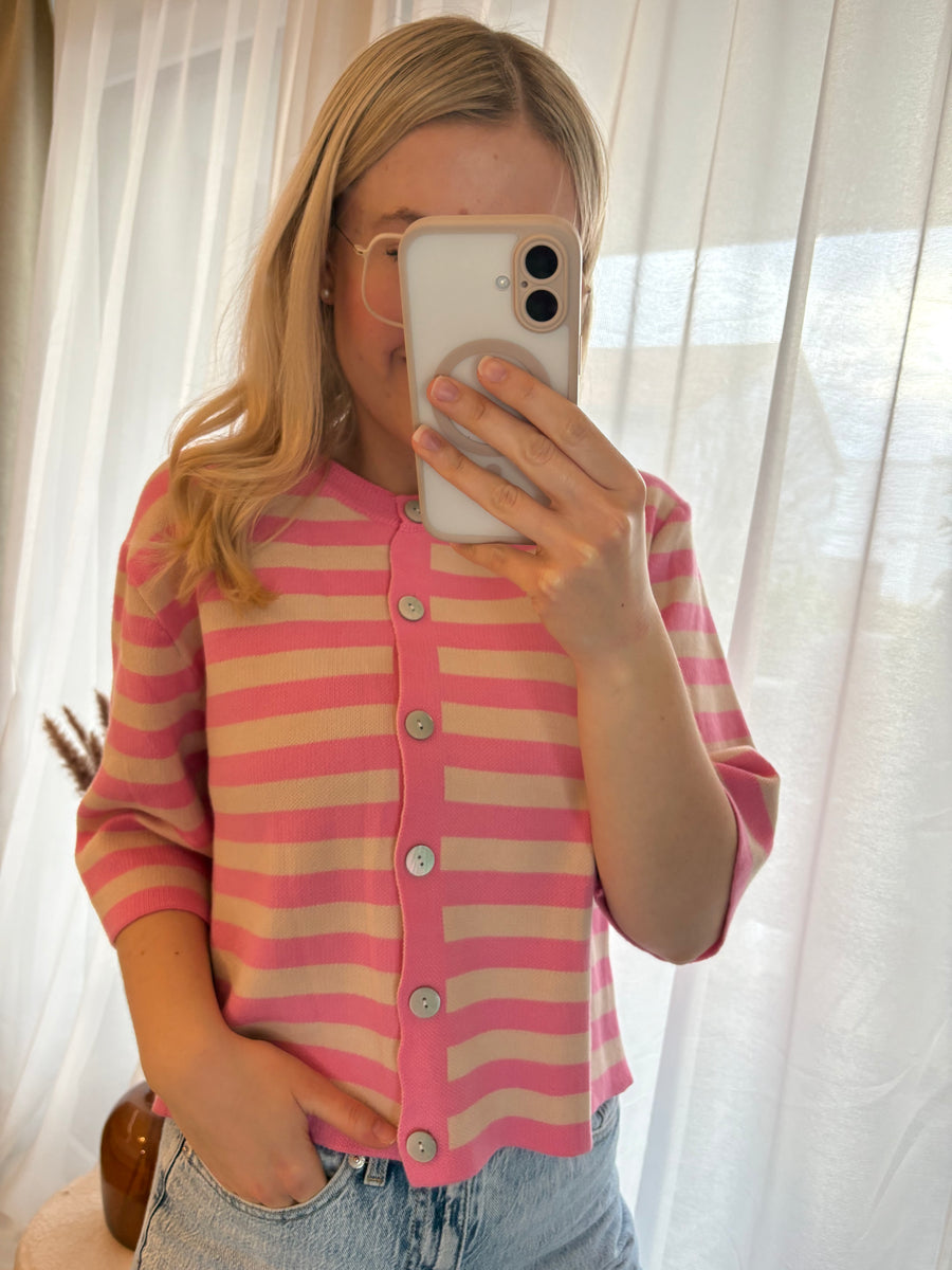 Kurzarm Streifen Strickjacke Mehrfachauswahl