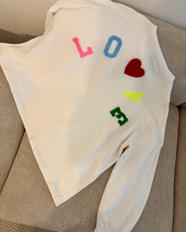 Sweater Pullover Love Weiß