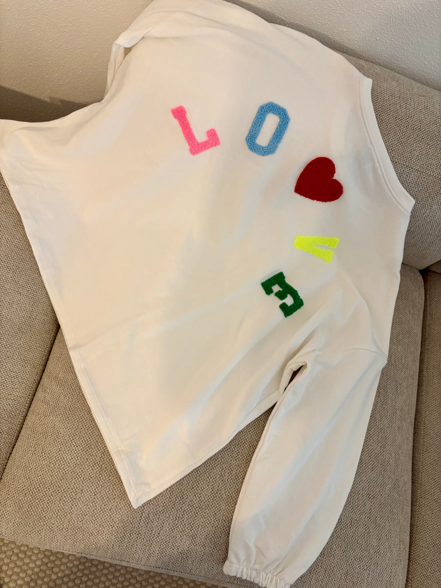 Sweater Pullover Love Weiß