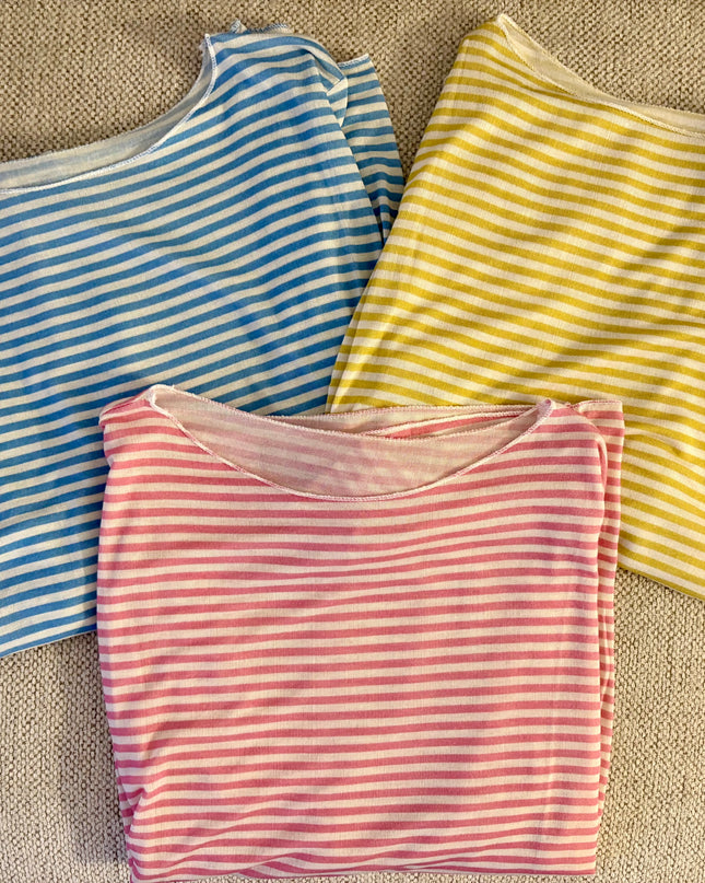 Cashmere Langarmshirt Longsleeve gestreift Rundhals