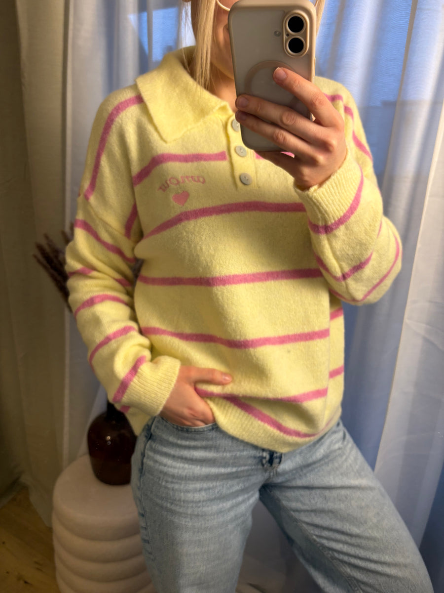 Pullover Amour mit Polokragen gestreift