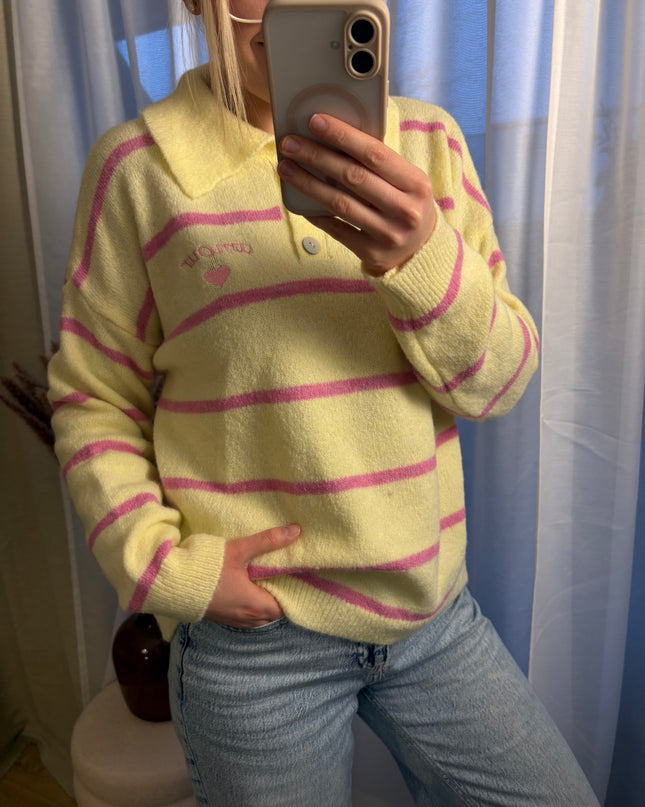 Pullover Amour mit Polokragen gestreift