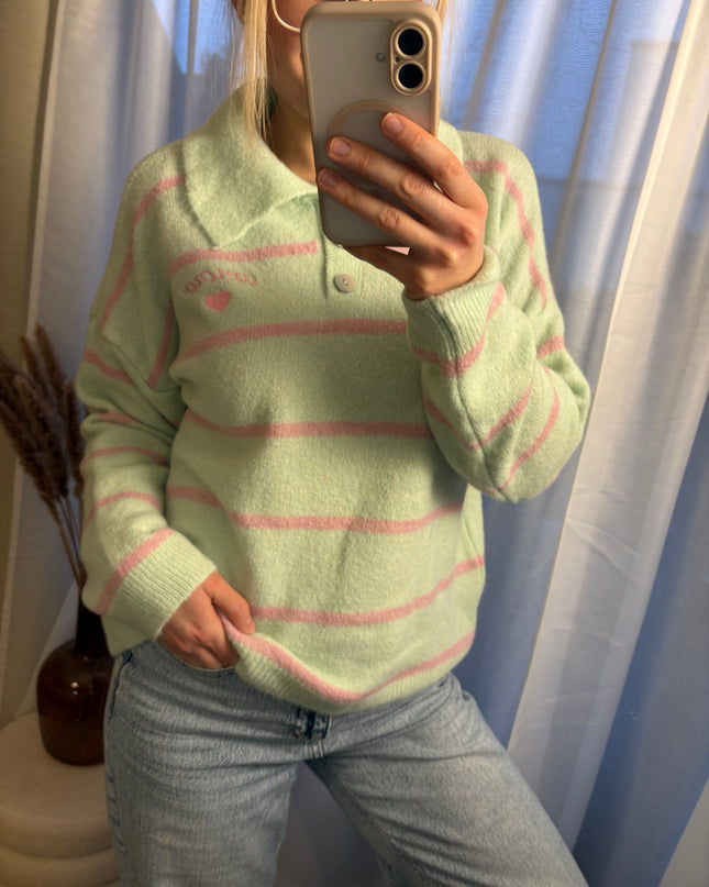 Pullover Amour mit Polokragen gestreift