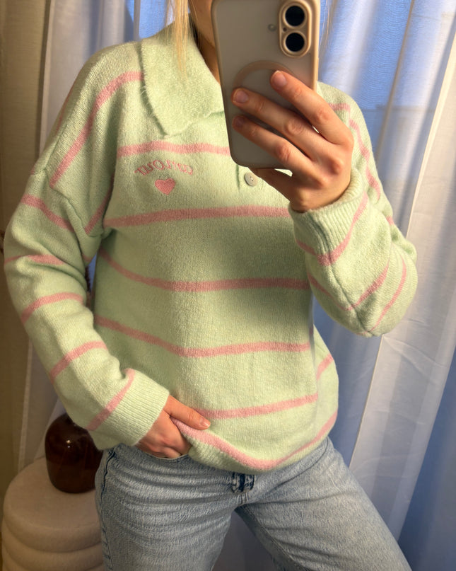 Pullover Amour mit Polokragen gestreift