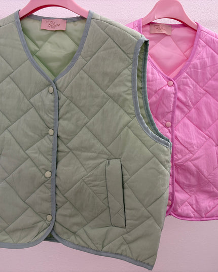 Ärmellose Pastell Steppweste Jacke