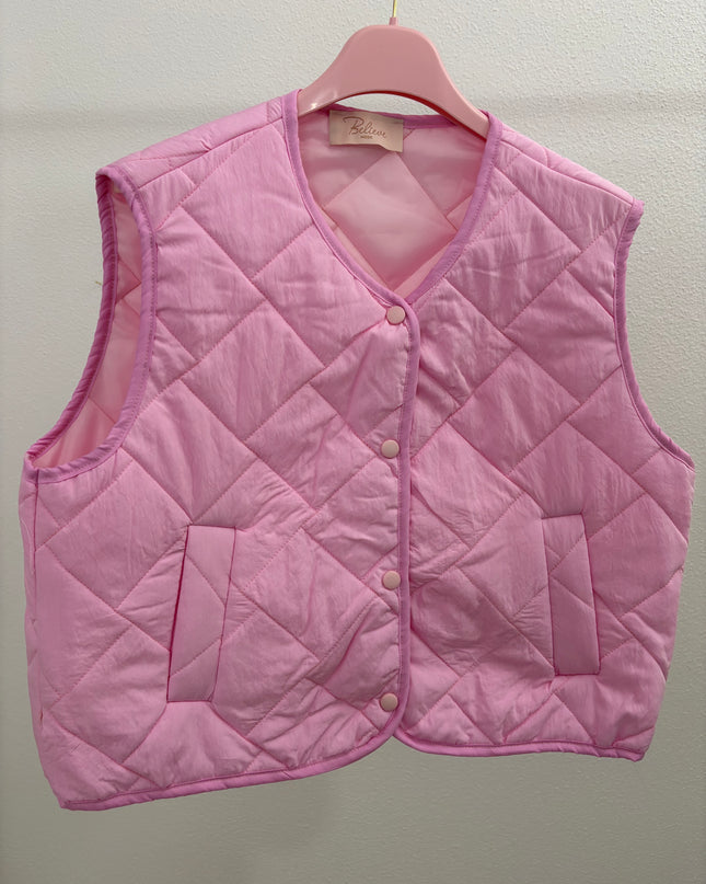 Ärmellose Pastell Steppweste Jacke