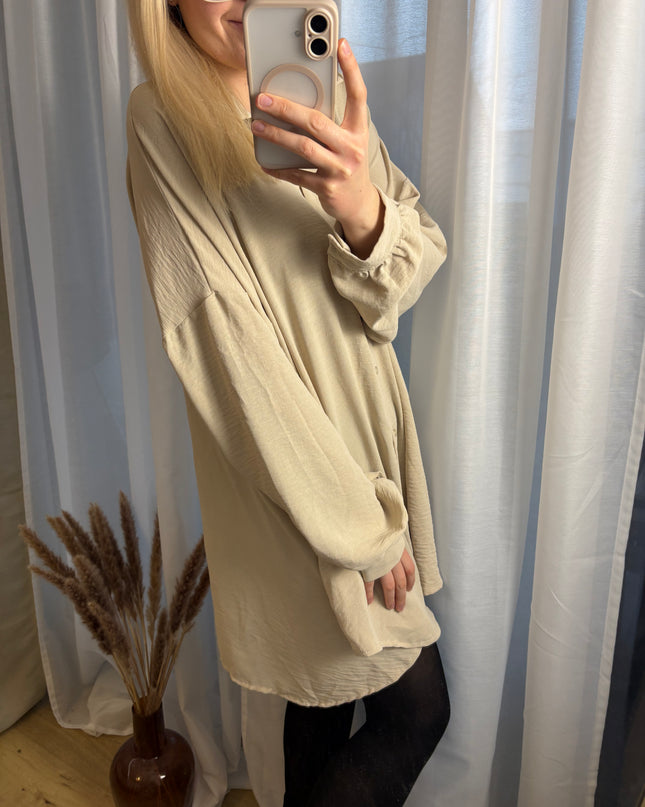Blusenkleid mit Knöpfen Auswahl Beige/weiß