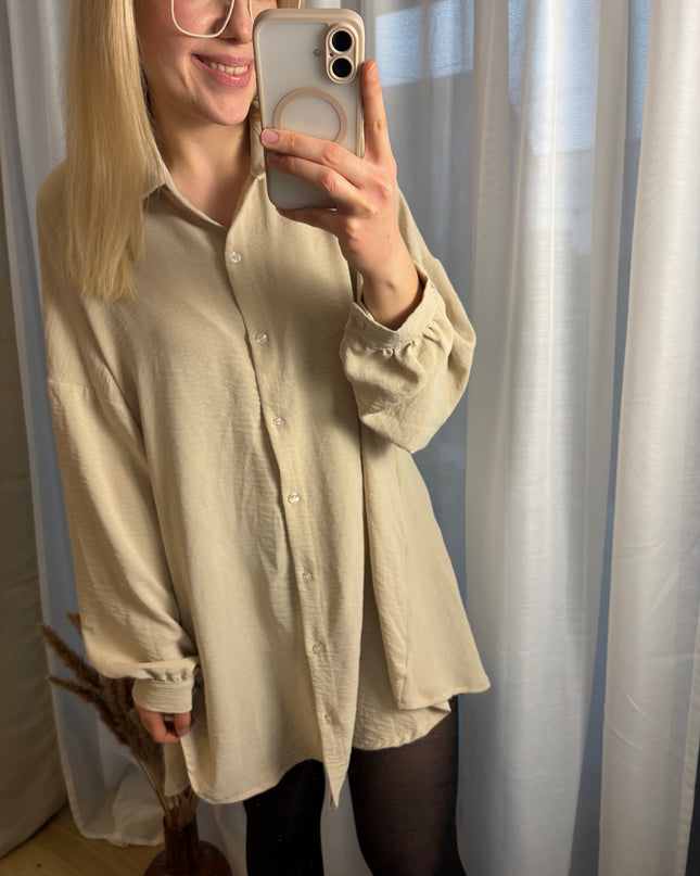 Blusenkleid mit Knöpfen Auswahl Beige/weiß