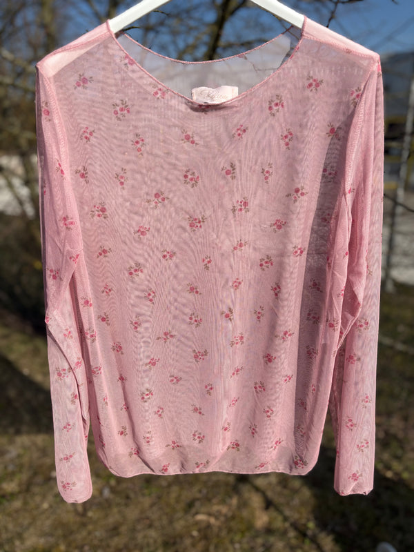 Mesh Shirt mit Blümchen Einheitsgröße