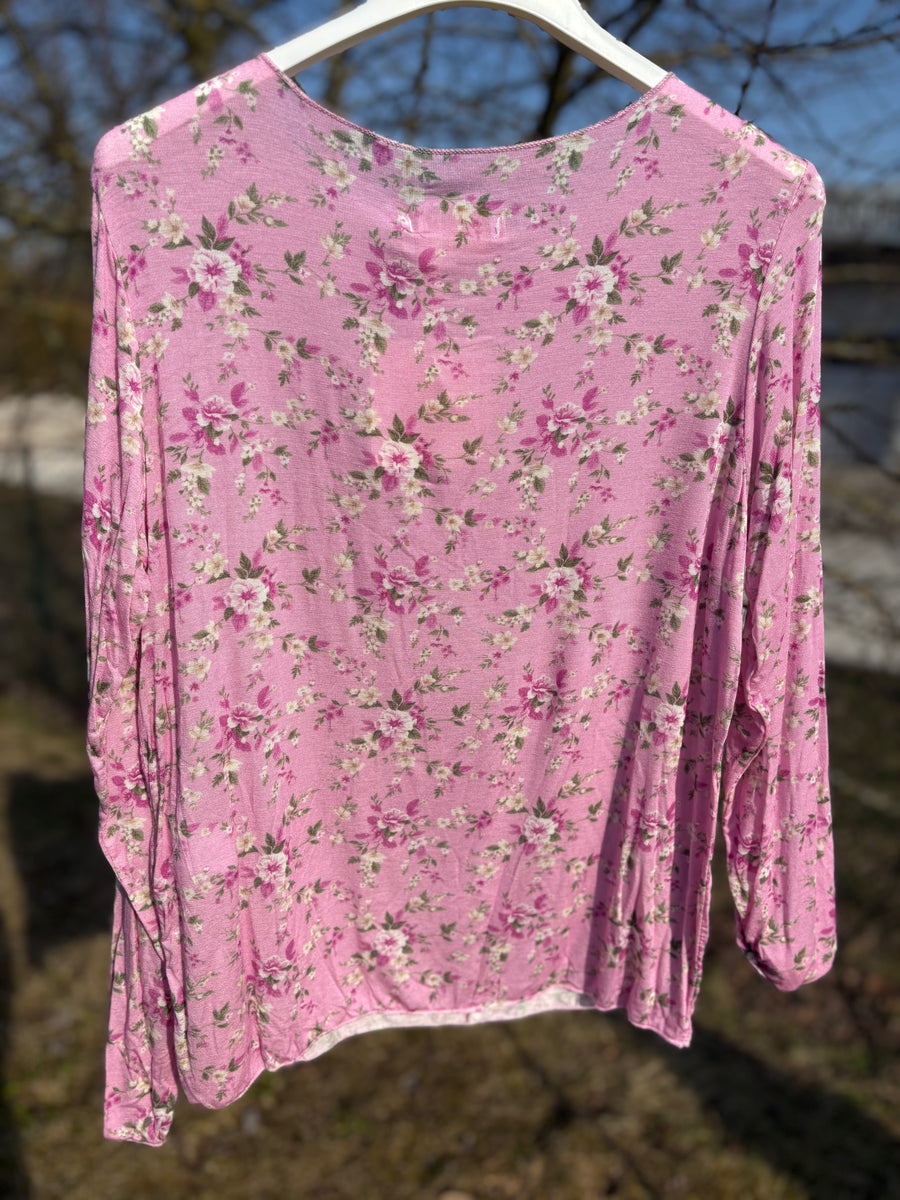 Langarmshirts mit Blümchen aus Modal, Weiß oder Rosa – Bild 1
