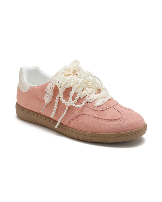 Sneaker mit Schnürsenkel aus Spitze