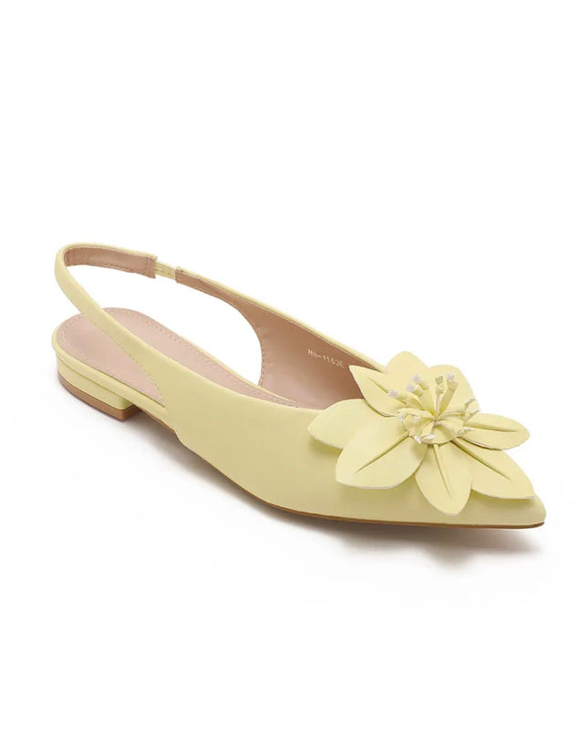 Slingback Ballerina Buttergelb mit Blume