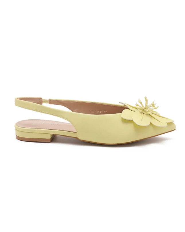 Slingback Ballerina Buttergelb mit Blume