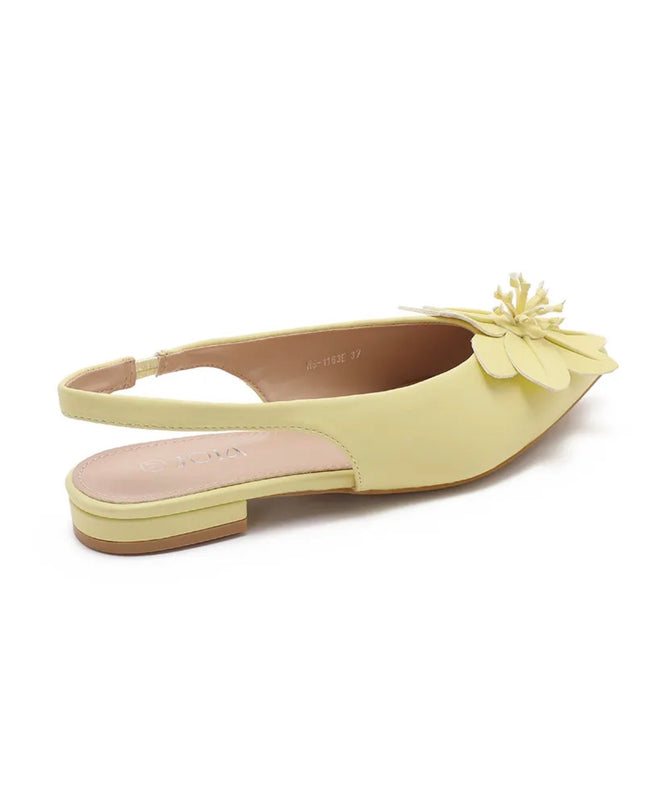 Slingback Ballerina Buttergelb mit Blume