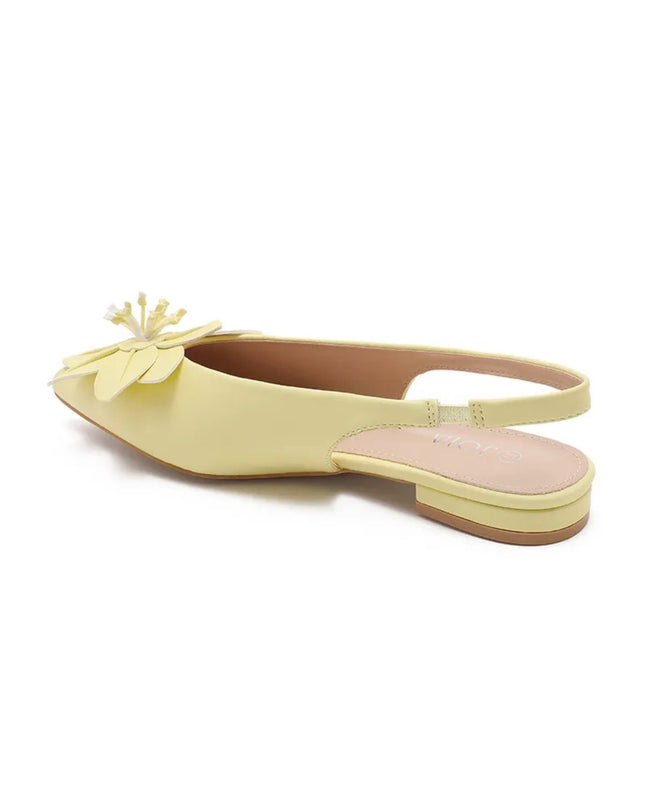 Slingback Ballerina Buttergelb mit Blume