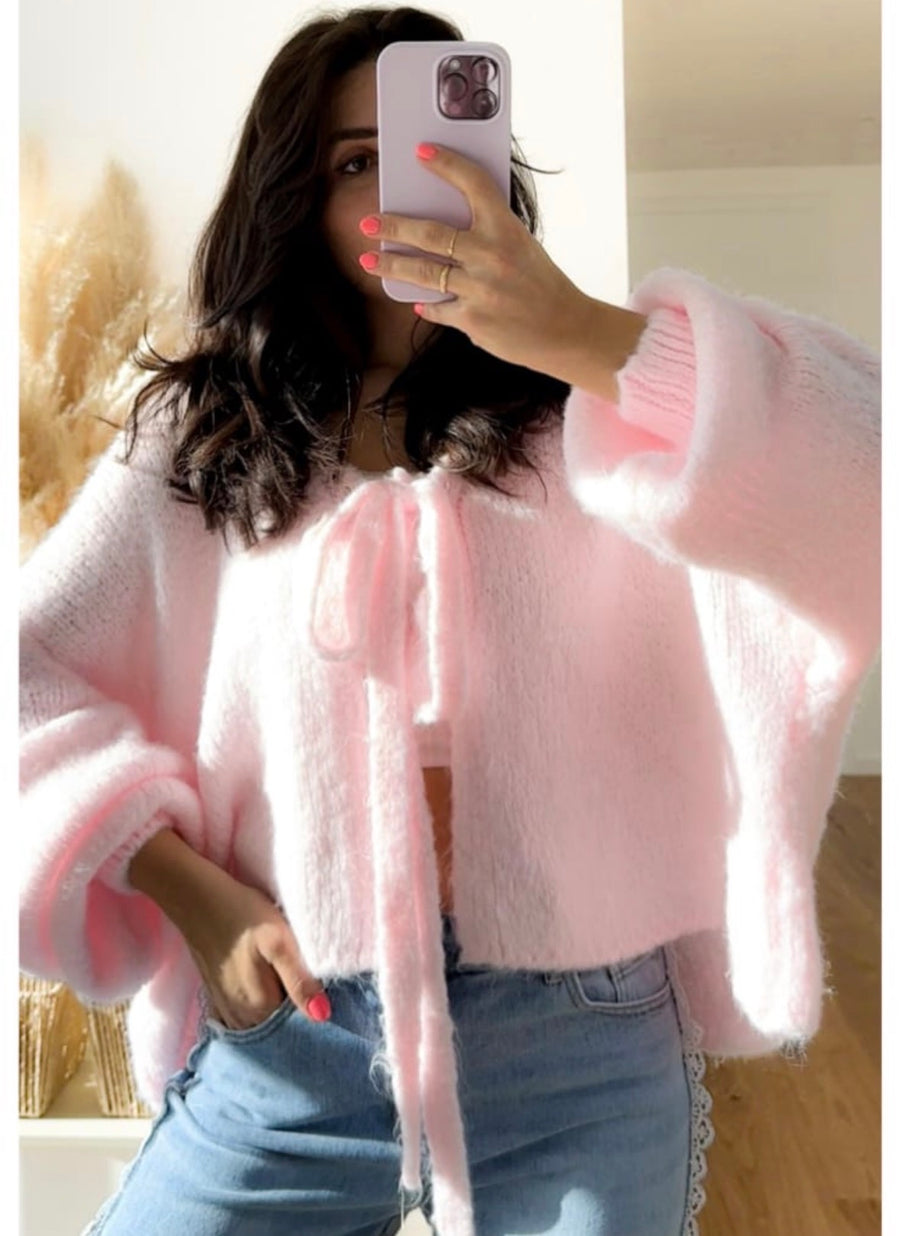 Cardigan mit Schleife Strick