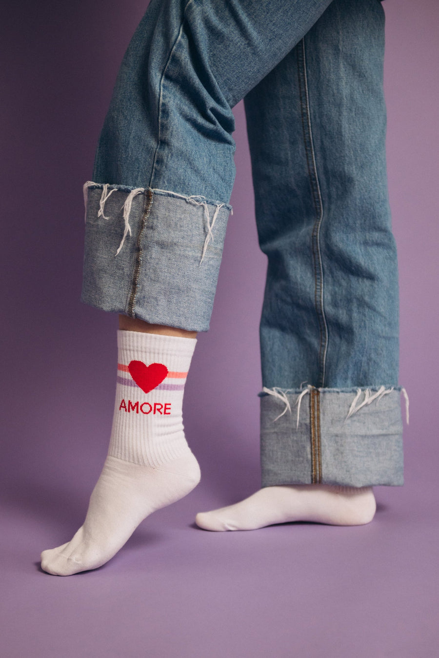 Tennissocken Socken AMORE Herzen Rot