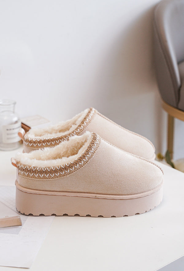 Slipper Holly mit Plateau Beige Gefüttert Vegan