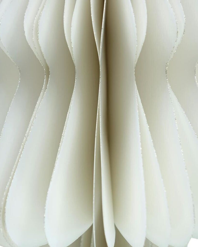 Papier Tannenbaum Weiß Creme mit Glitzerkanten 20cm