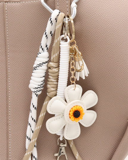 Schlüsselanhänger Taschenanhänger Blume Weiß Beige Trend Anhänger Bag Charm Accessoire Handbag Charm (Kopie)