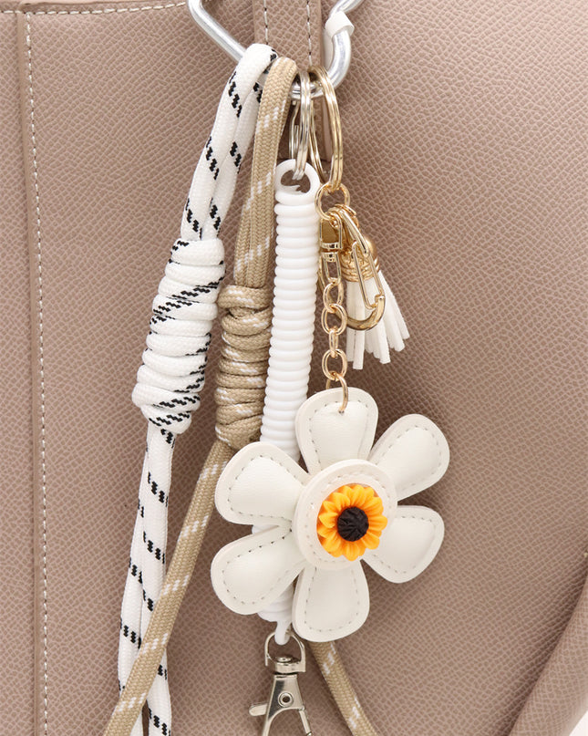 Schlüsselanhänger Taschenanhänger Blume Weiß Beige Trend Anhänger Bag Charm Accessoire Handbag Charm (Kopie)