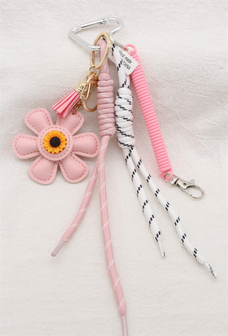 Schlüsselanhänger Taschenanhänger Blume Rosa Trend Anhänger Bag Charm Accessoire Handbag Charm