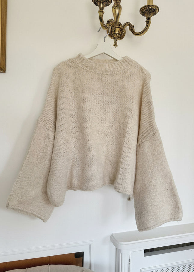 Oversize Pullover Mia Extra weite Ärmel Beige